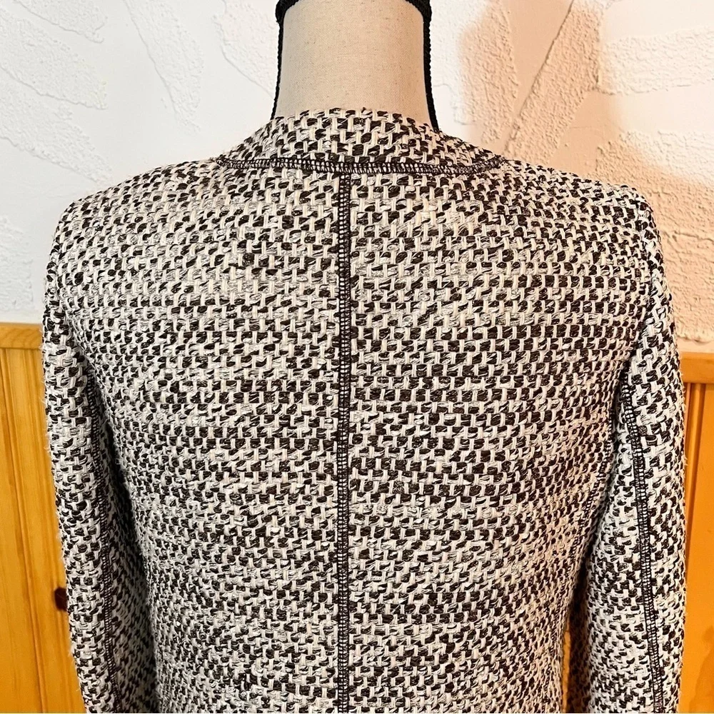Lafayette 148 New York Elegant Brown and White Tweed Jacket Sz-S